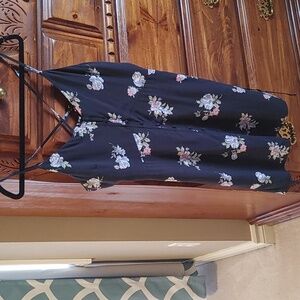 Abercrombie & Fitch Navy Blue Floral Sz M Button Front Dress